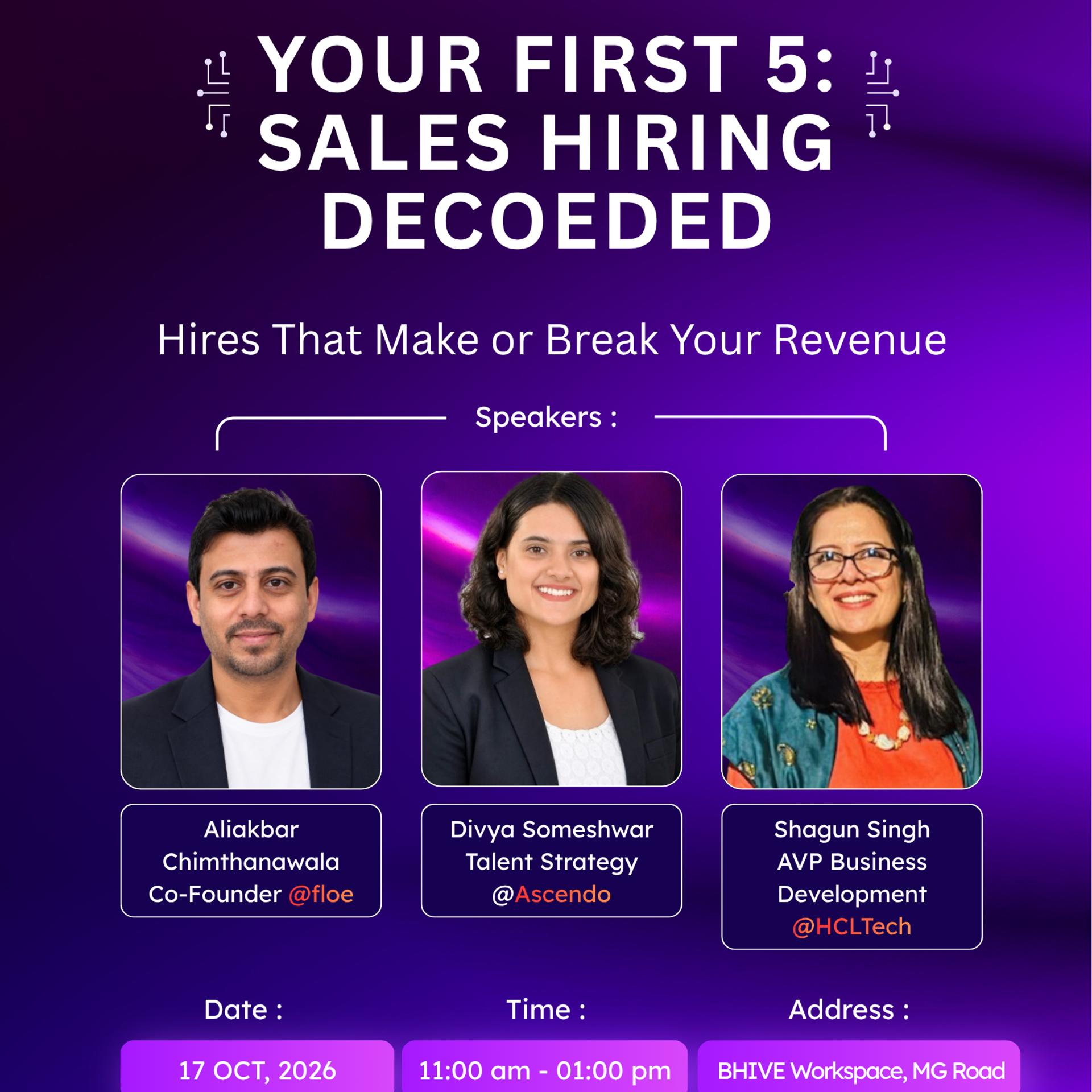 The First 5 Sales Hires: Should They Be Closers, SDRs, or Technical Experts? How to Build Your Initial GTM Team.